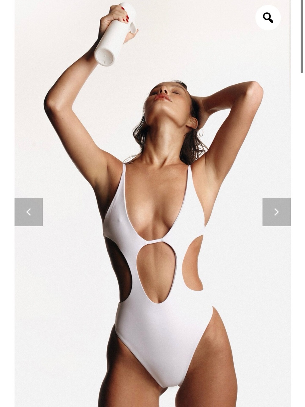 Asymmetric White Cutout One-Shoulder Swimsuit